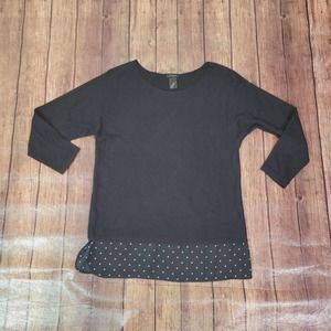 Ann Taylor Womens Sweater Black S Vest Striped Sleeveless Crewneck